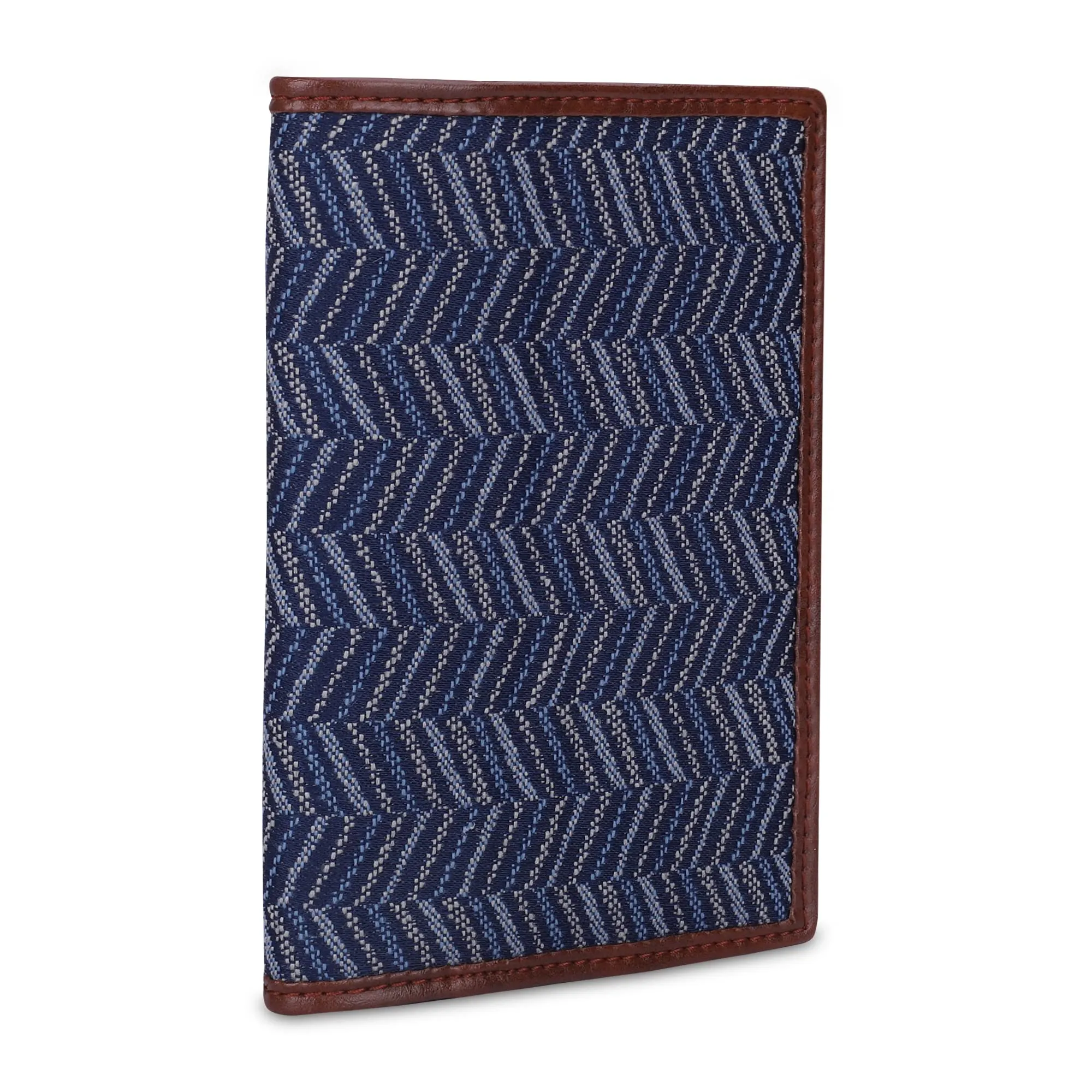 THE CLOWNFISH Glamour Fold Series Tapestry Fabric & Faux Leather Unisex Passport Wallet Travel Document Organizer (Blue-Stripes)