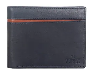 The Clownfish RFID Protected Genuine Leather Bi-Fold Wallet for Men with Multiple Card Slots, Coin Pocket & ID Window (Navy Blue)