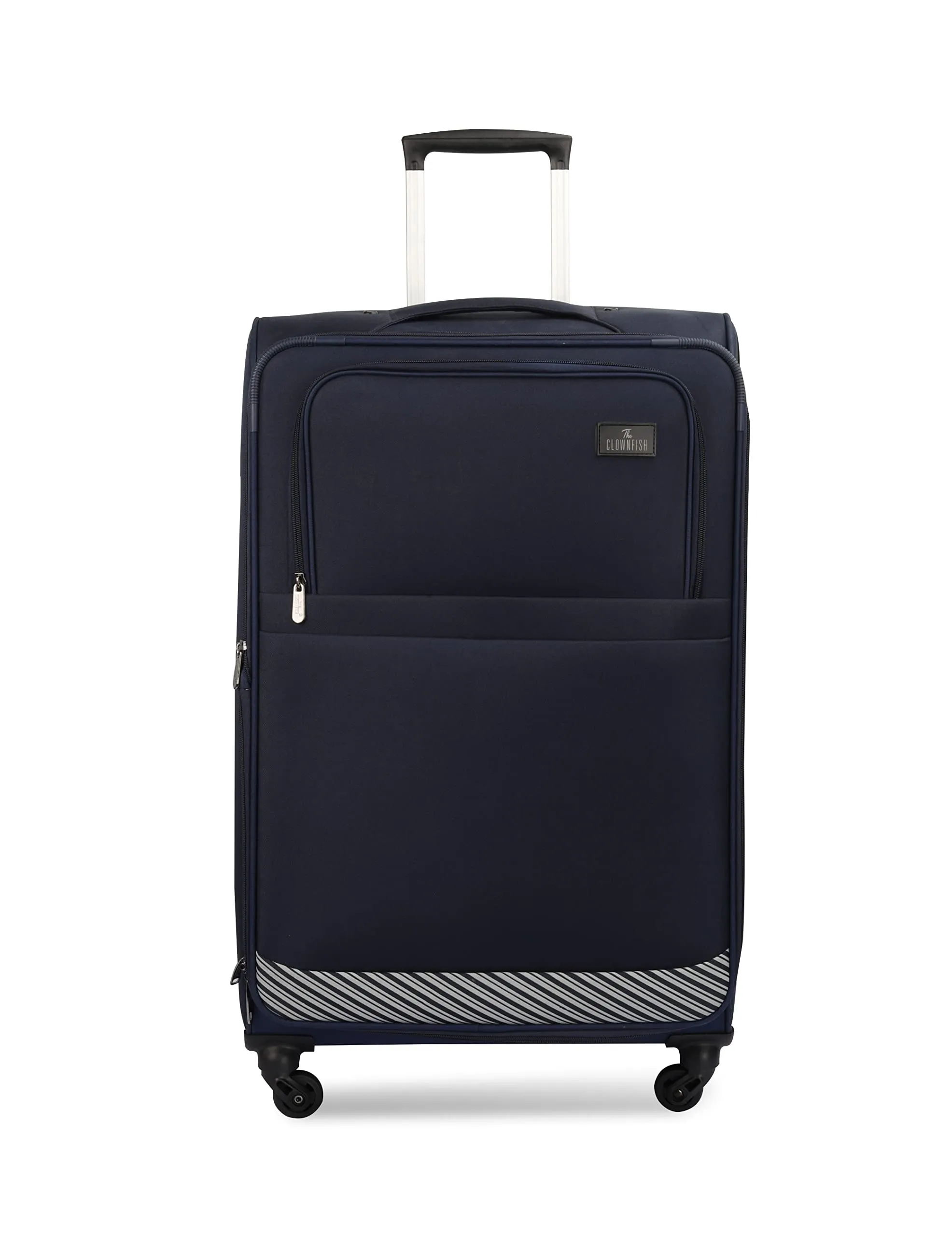 THE CLOWNFISH Sydney Luggage Polyester Soft Case Suitcase Four Wheel Trolley Bag - Navy Blue (Small size, 56 cm)