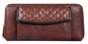 THE CLOWNFISH Women Synthetic Diamond Ladies Wallet With Front Mobile Pocket (Dark Brown)