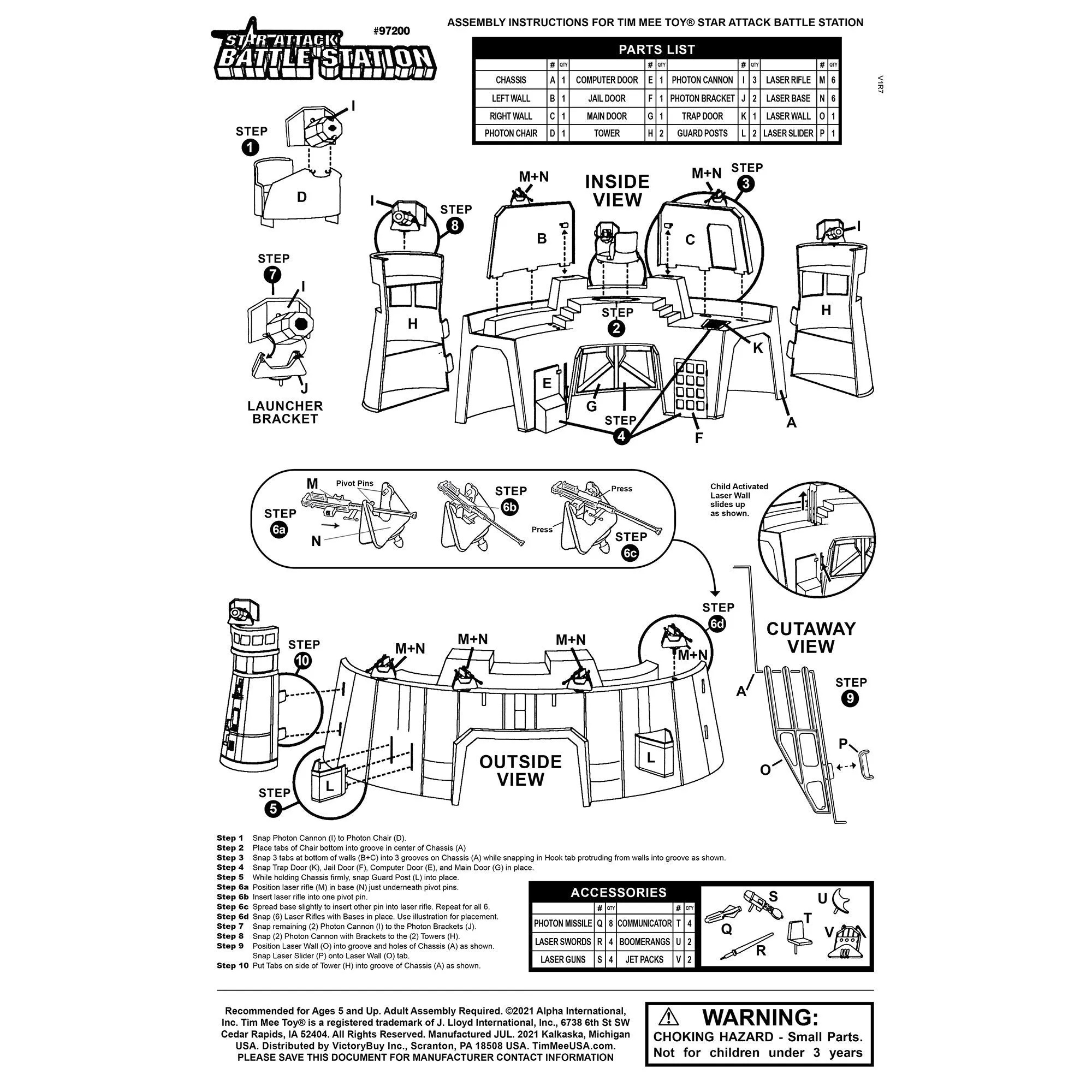 TimMee Star Attack BATTLE STATION - Action Figure Size for Play & Display - USA