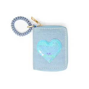 Tiny Treats Sequin Heart Wallet w/ Spiral Strap