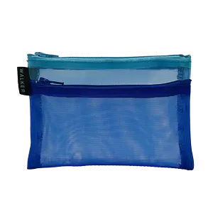 Walker Bags Color Mesh Double Zip Case  – Blue/Aqua – 5x7in