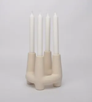 White Four Pillar Ceramic Candle Holder | Holiday Gift | Modern Decor