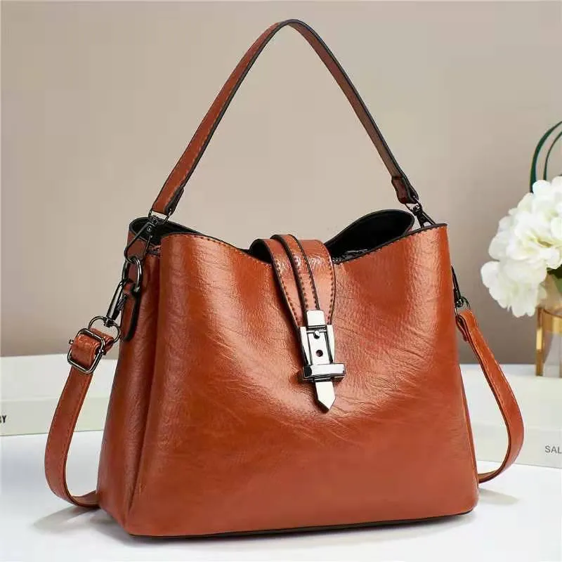 Women's cross-border new trendy retro-feel soft leather large-capacity handbag women's shoulder crossbody bag