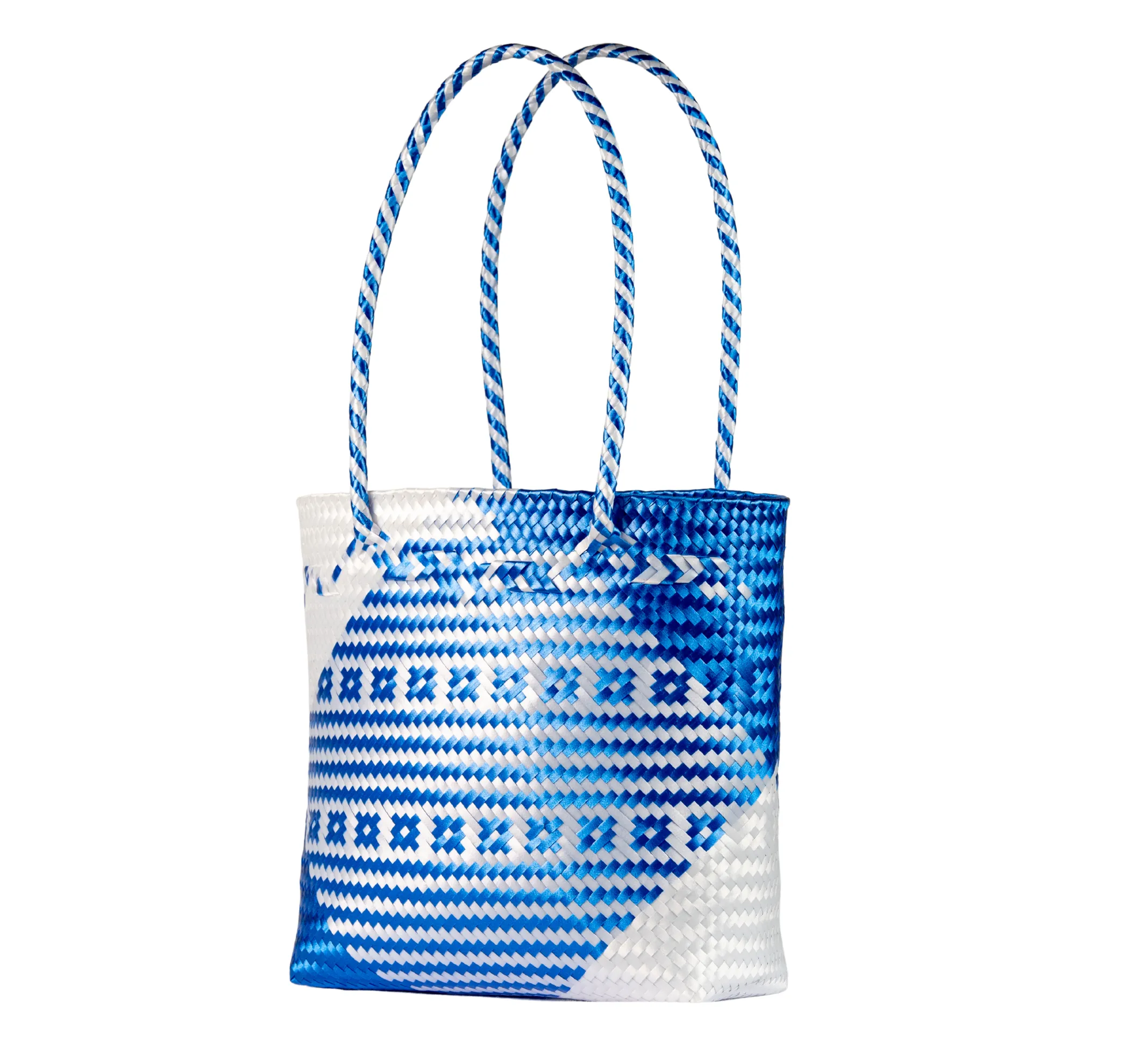 Woven Tote- Medium - Blue and White