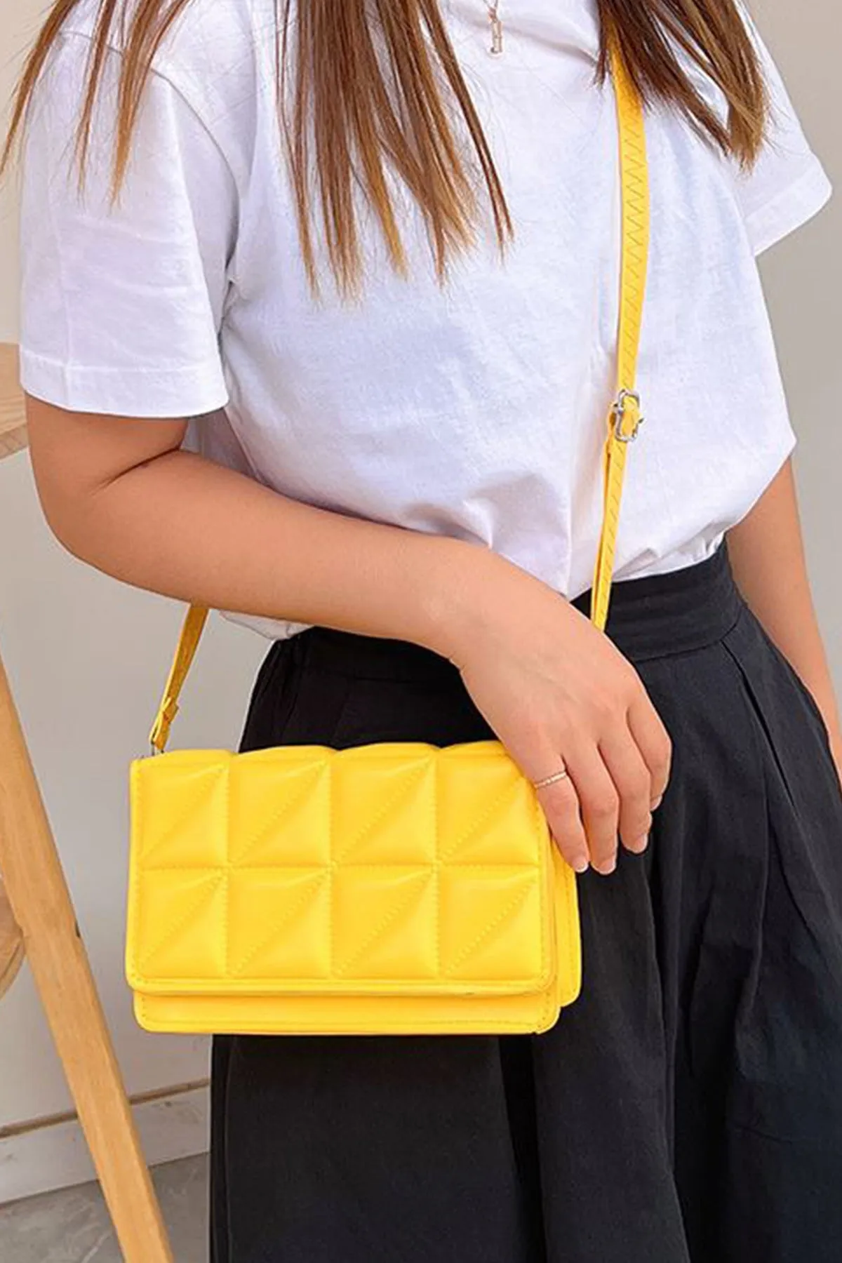 Yellow Sling Leather Bag - A23 - WHB0057